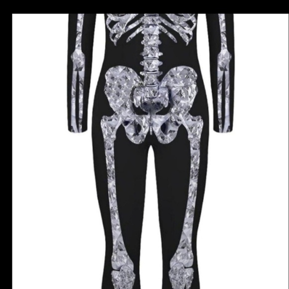 Women Skeleton Jumpsuit Front Back Skull Bone 3D Print morph Bodysuit XLarge NEW - Picture 6 of 10